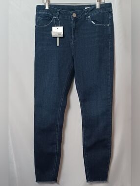 Asos Women's Dark Wash Distress Raw Edge Hem Stretch Skinny Jeans. Size 30